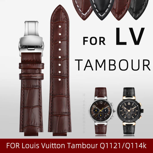 Pour montre LV bouche surélevée pour Louis Vuitton tambour série Q1121 bracelet de montre dédié hommes femmes Q114k bracelet de montre en cuir véritable
