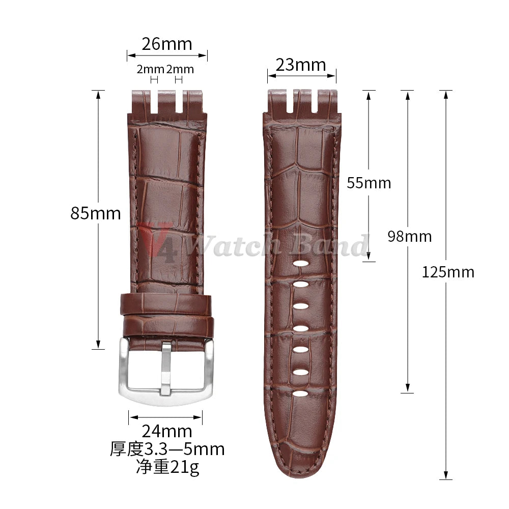 Genuine Leather Watch Strap for Swatch, 23mm, YOS440 413 424 440 447 448 449, Men's Sport Bracelet, Watch Accessories