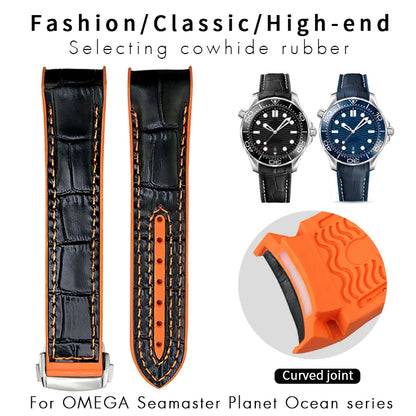 Bracelet de montre en caoutchouc et Silicone, 19mm 20mm 21mm 22mm, adapté à Omega Seamaster 300 Planet Ocean 600 AT150 Speedmaster