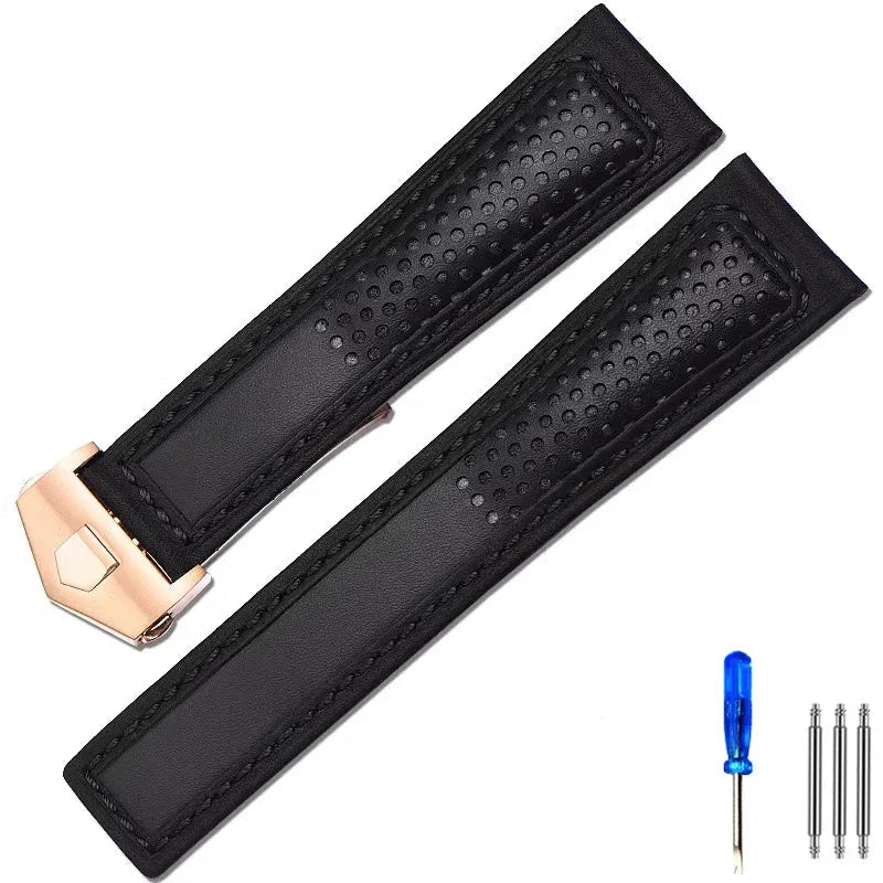 OZE - Racing leather watch strap for Tag Heuer Carrera - Monaco F1, 3/4, 22mm