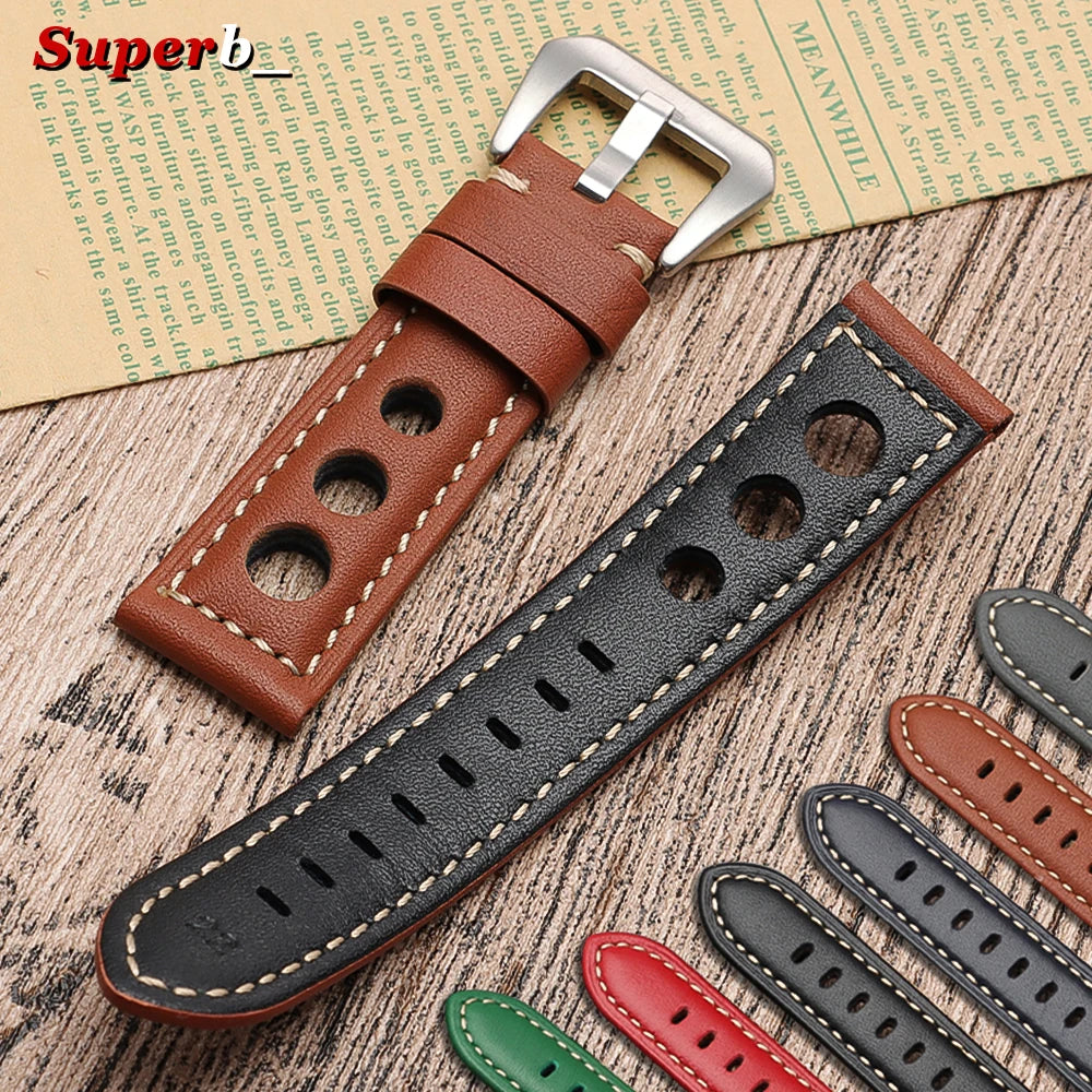 Bracelet de montre Vintage en cuir de vache, 20mm 22mm 24mm 26mm, bracelet de montre en cuir véritable pour femmes et hommes, ceinture avec boucle ardillon