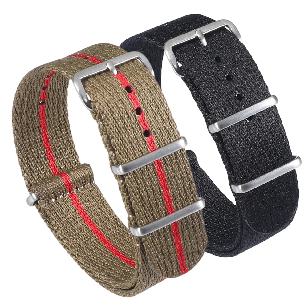 Cinturino per orologio monopezzo in nylon morbido 20mm 22mm, cinturino premium liscio a passaggio singolo, tessuto intrecciato a righe, cinturino da polso