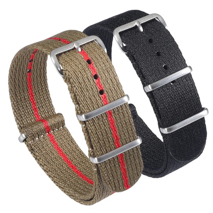 Cinturino per orologio monopezzo in nylon morbido 20mm 22mm, cinturino premium liscio a passaggio singolo, tessuto intrecciato a righe, cinturino da polso