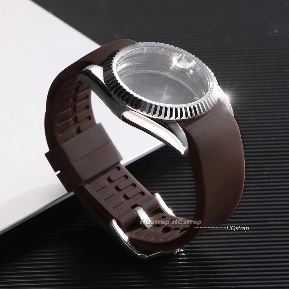 Bracelet en caoutchouc à extrémité incurvée, 20mm 22mm, en Silicone, pour Seiko, Bracelet de Sport étanche pour Rolex, haute qualité