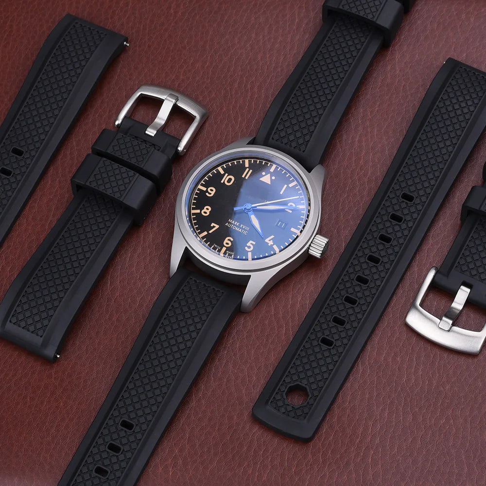 Bracelets de montre FKM de qualité supérieure, 20mm 22mm, à dégagement rapide, en caoutchouc fluoré, nouveau Design, unisexe, ceintures de plongée étanches