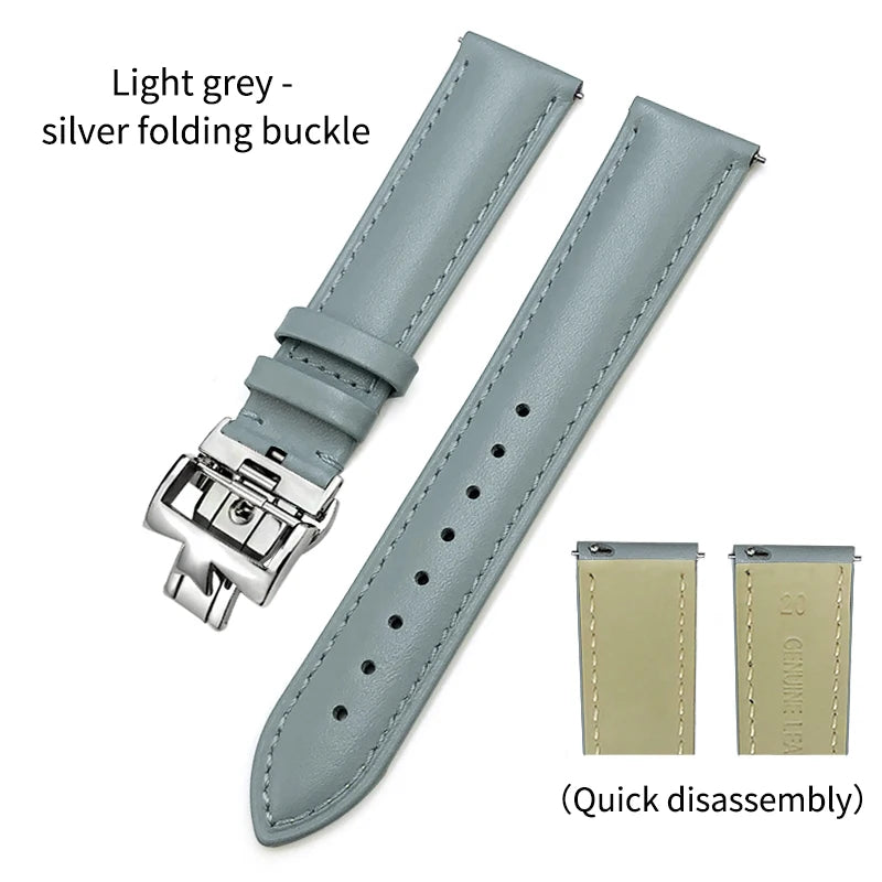 Bracelet de montre en cuir véritable à dégagement rapide 19mm 20mm 21mm 22mm pour Vacheron Constantin Patrimony VC, bracelet noir avec boucle pliable