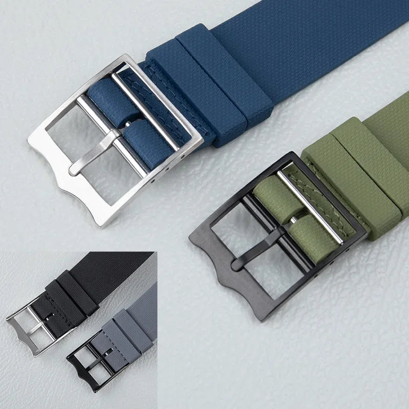 New Long FKM Fluororubber Watch Strap, 20/21/22mm, Military Band for Tudor BlackBay Omega Seamaster IWC Longines Rolex