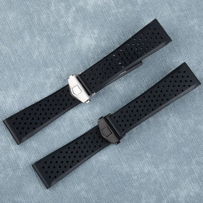 Quality 22mm watch strap for TAG, for HEUER CARERA AQUARACER, soft black rubber watch bands, universal parts for wrist straps