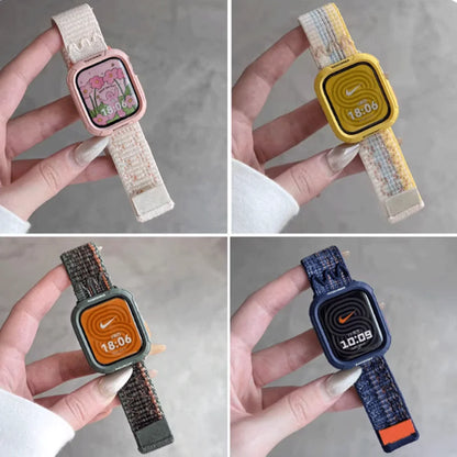 Coque en silicone + bracelet pour Apple Watch Series 11 10 9 8 7 45mm 41 Band SE 6 5 4 44 40mm, bracelet en nylon correa pour iWatch Ultra 49mm