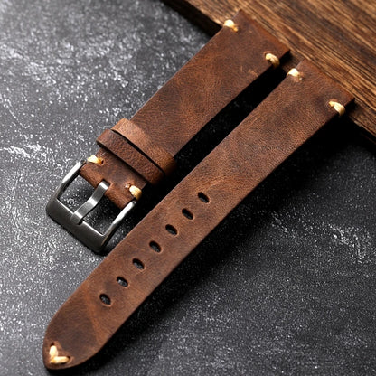 Cinturino per orologio in vera pelle fatto a mano, marrone scuro nero 18 20 22MM, cinturino vintage morbido da uomo, cinturino in pelle bovina primo strato