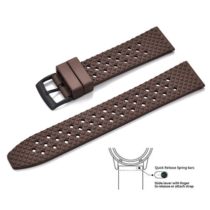Bracelets de montre en caoutchouc FKM tropical premium 20 mm 22 mm à dégagement rapide, motif nid d'abeille, respirants et poreux pour Seiko SRP775