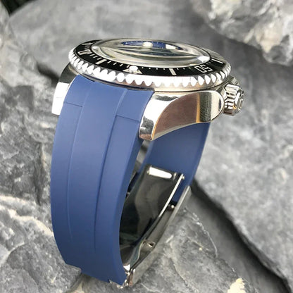 Bracelet de montre en caoutchouc et Silicone de haute qualité, 21mm, remplacement pour rôle Sea Dweller, dégradé bleu, ceinture DEEPSEA, outils gratuits