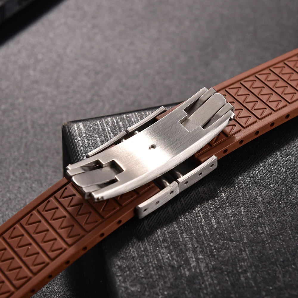 OZE Bracelet de montre en caoutchouc Premium - Courbé / Rapide / Boucle Déployante - à Découper