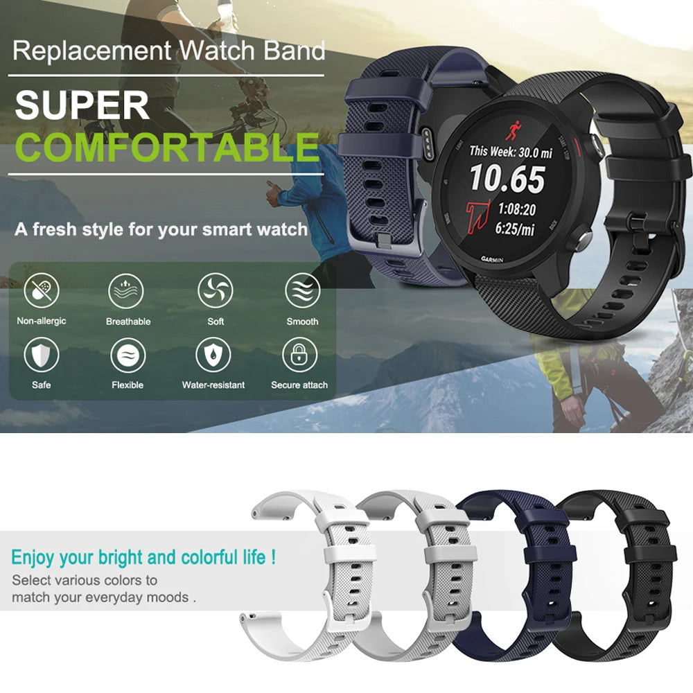 Cinturino per orologio in silicone per Garmin Venu 4/3/2/2s, 18mm 20mm 22mm, per Garmin Vivoactive 6/5/4/3/Forerunner 245