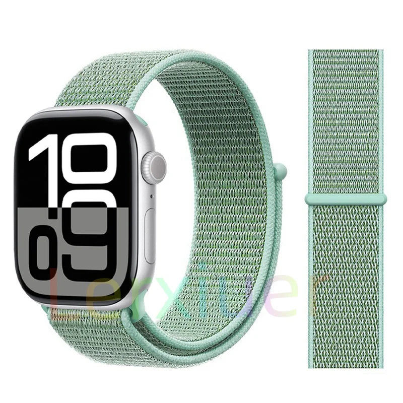 适用于 Apple Watch 46mm 44mm 45mm 40mm 41mm 42mm 的尼龙回环表带，适配 iWatch 系列 11 10 9 SE 8 7 6 5 4 Ultra 3 2 49mm