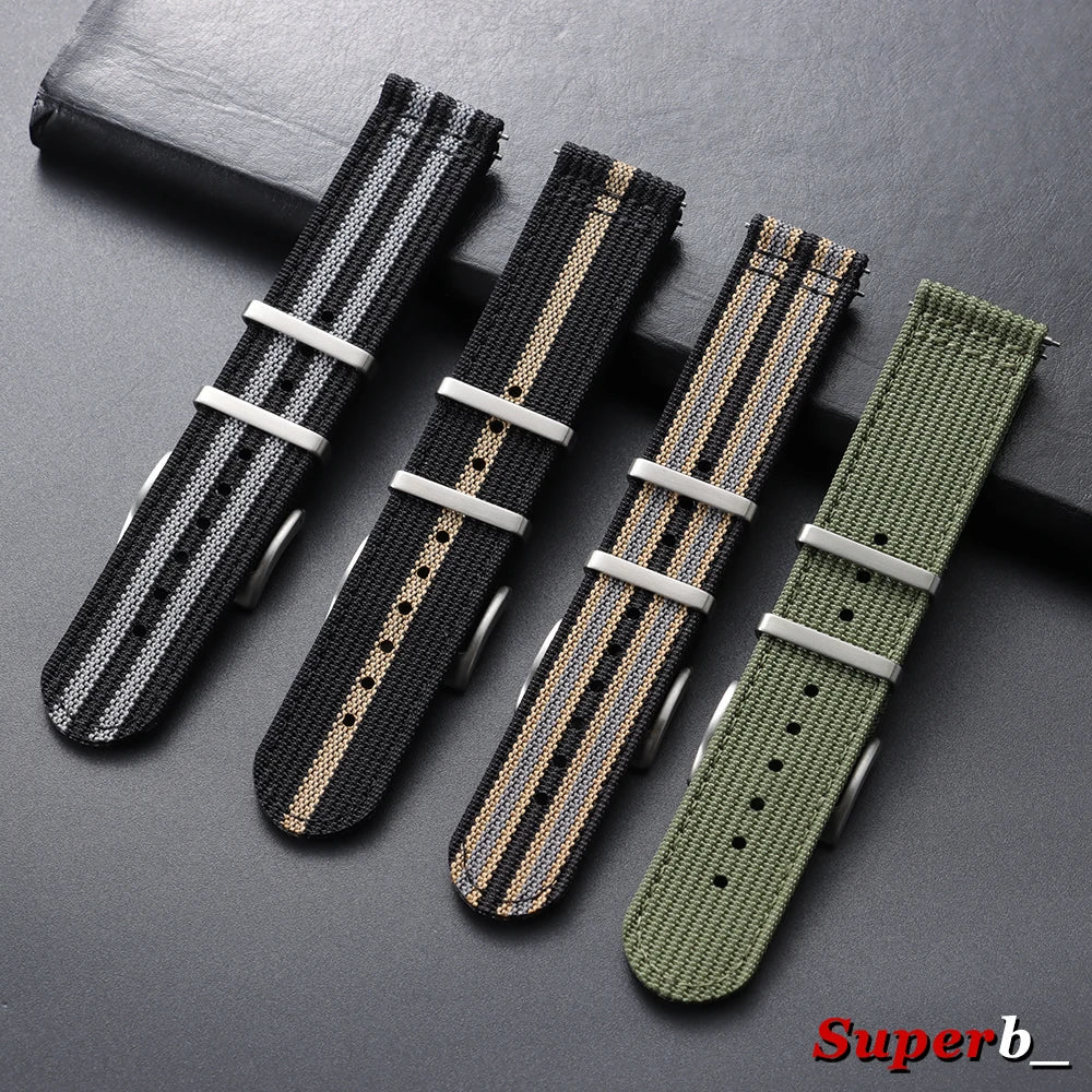 Bracelet en nylon côtelé 20 mm 22 mm pour Tudor pour Omega, bracelet de montre en toile tissée pour homme, noir, militaire, sport, à libération rapide