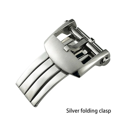 Fibbia deployante in metallo massiccio in acciaio inossidabile, per braccialetto Breitling, chiusura pieghevole, pulsante a farfalla 18mm 20mm, nero argento