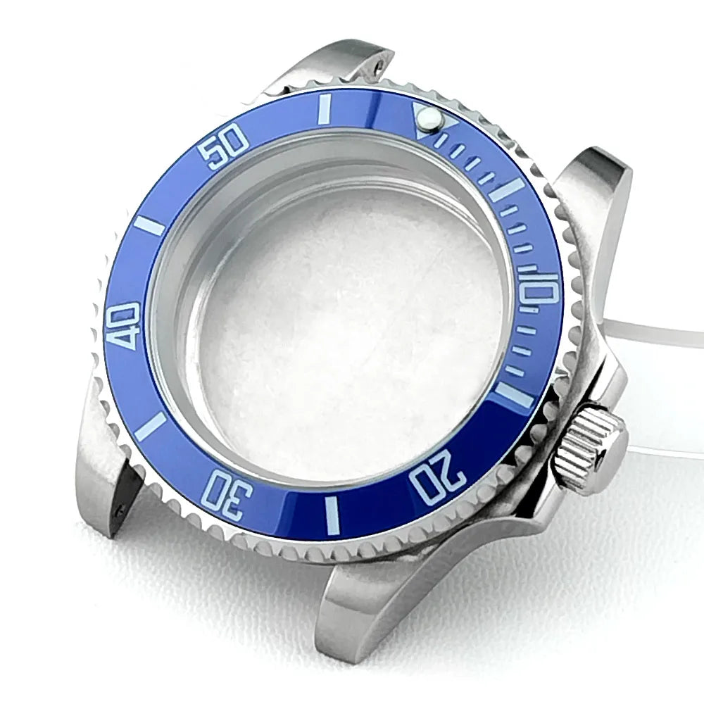 Cassa per orologio secondario in argento di alta qualità, 40,5 mm, adatta per NH-35/36, vetro zaffiro, cassa in metallo, parti e accessori resistenti all'acqua fino a 50 bar