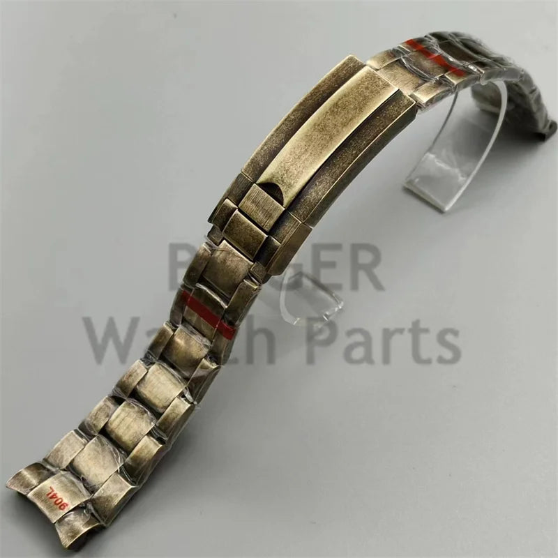 BLIGER-Cinturino per orologio da uomo in acciaio inossidabile 20mm 904L bronzo massiccio struttura pieghevole Jubilee, adatto per cassa da 40mm