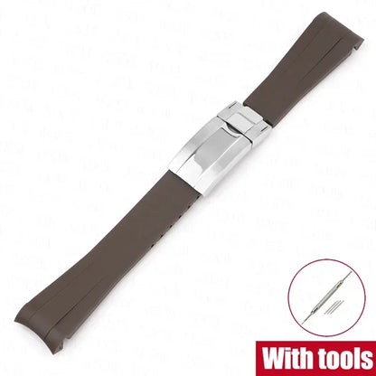 Curved Rubber Watch Strap for Omega x Swatch MoonSwatch, 20mm Folding Clasp for Men and Women, TPU Replacement Band for Rolex Submariner