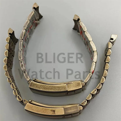 BLIGER-Cinturino per orologio da uomo in acciaio inossidabile 20mm 904L bronzo massiccio struttura pieghevole Jubilee, adatto per cassa da 40mm
