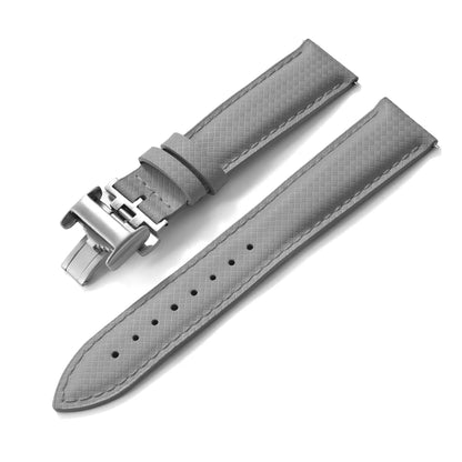 STAPELP – Fabric Sailcloth Strap, 18mm, 19mm, 20mm, 22mm, Top FKM + Leather Base, Textured Rubber Watch Straps, Quick Release Pin Buckle