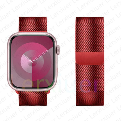 Milanese Loop for Apple Watch Band 46mm 44mm 45mm 40mm 42mm 41mm 38mm 49mm iWatch Bracelet Series 10 Ultra 2 9 8 SE 7 6 5 Bands