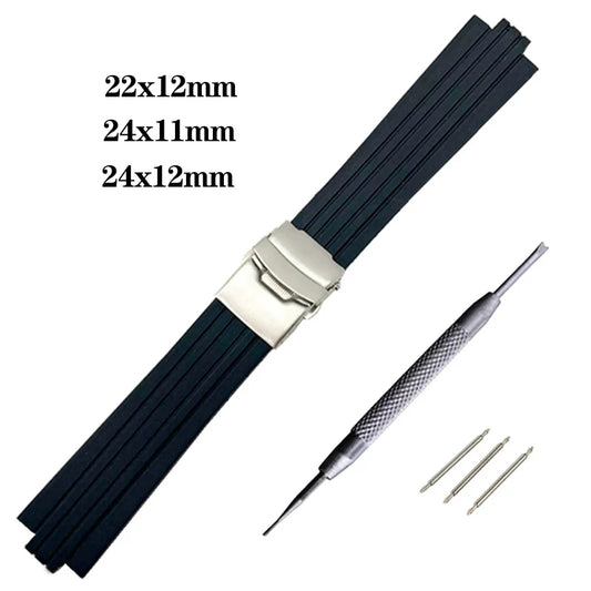Bracelet de montre en caoutchouc de silicone pour Oris Aquis, bracelet de montre étanche, bracelet convexe, noir, 7330, 7740, 22x12mm, 24x11mm, 24x12mm