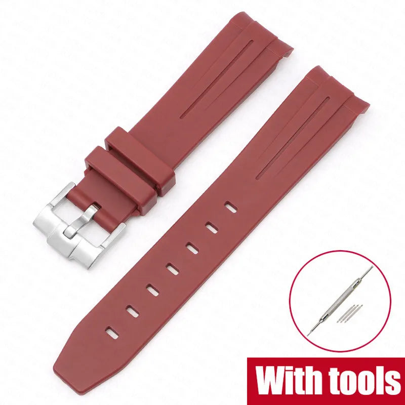 Curved End Rubber Strap for MoonSwatch, 20mm, for Men and Women, Waterproof Sport Watch Band