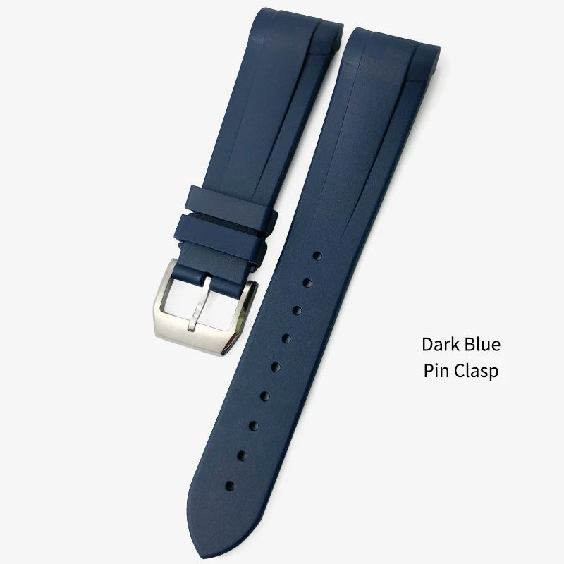 Bracelet de montre en caoutchouc naturel Silione, 22mm 20mm, pour Tudor Black Bay GMT 1958, extrémité incurvée, boucle pliante, vert, bleu, rouge