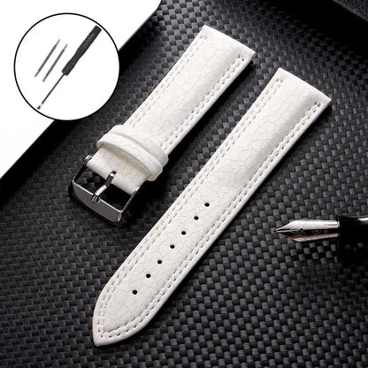 Vegan Synthetic Leather Watch Strap - Crack Pattern - Black Buckle
