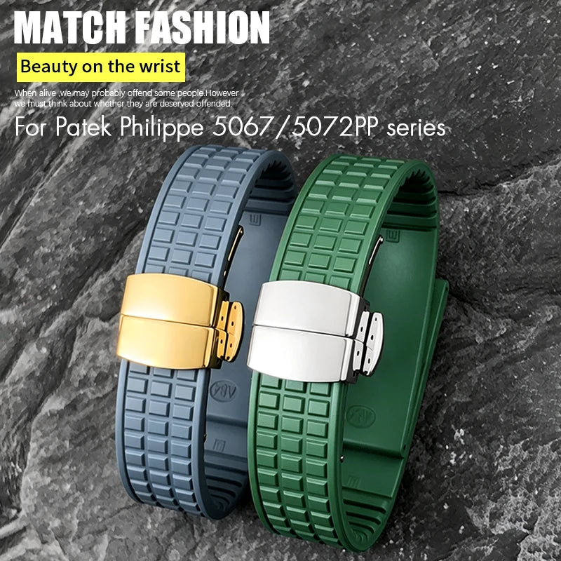 Cinturino per orologio in gomma fluorurata FKM morbida di alta qualità, 19 mm, cinturino di ricambio per Patek Philippe Aquanaut Luce 5067 5068 5072 PP, orologio da donna