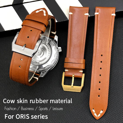 Cinturino per orologio vintage in vera pelle bovina, fatto a mano, 19mm 20mm, per Rolex Omega Seamaster Oris Divers, corona grande IWC, marrone