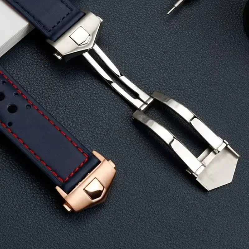 Bracelet montre 22mm Rallye en cuir véritable - Boucle Déployante Universel