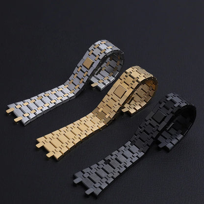 Bracelet de montre 21 26mm pour hommes et femmes, entièrement en acier inoxydable, pour AP ROYAL OAK 15400 26331 15500, boucle pliante