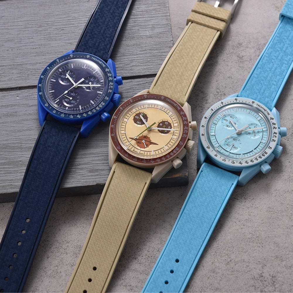 Cinturino per orologio in gomma a mosaico FKM di alta qualità, cinturini per orologio a sgancio rapido da 20 mm/22 mm, cinturino per immersioni morbido e impermeabile