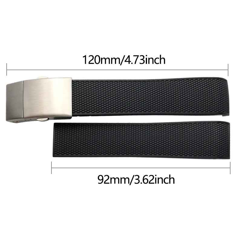 Bracelet de montre en caoutchouc et Silicone, 19mm 20mm 21mm, noir et bleu, pour montre Longines Master Conquest HydroConquest série L3