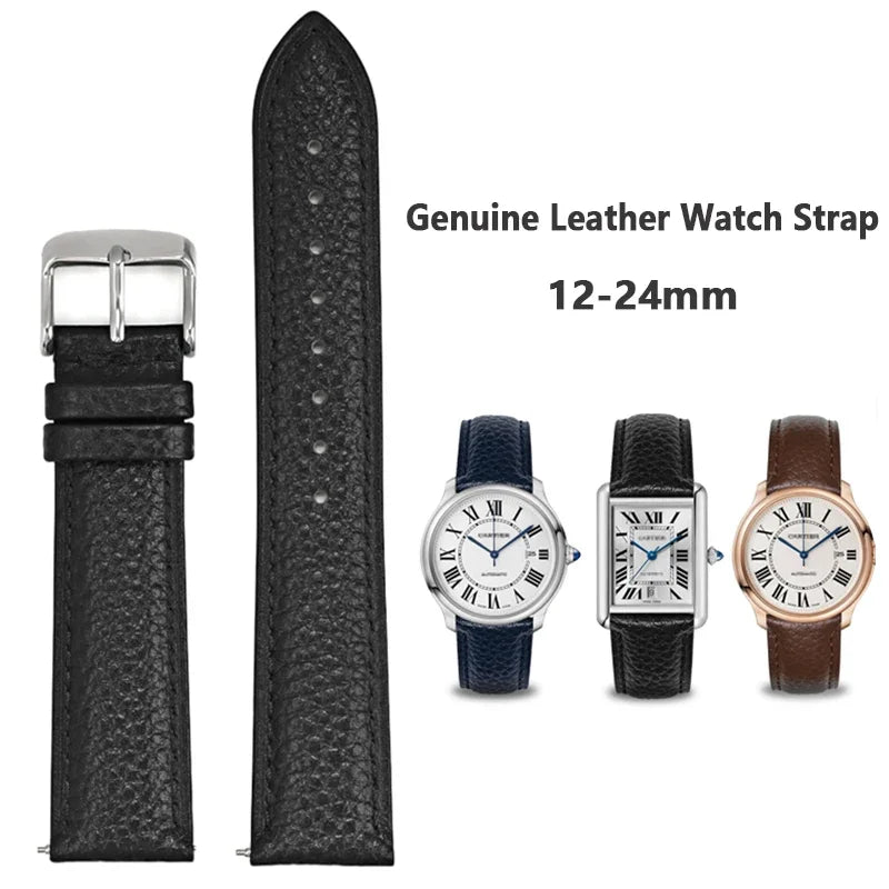Bracelet universel en cuir véritable à dégagement rapide, 12 13 14 15 16 17 18 19 20 21 22 23 24mm, pour femmes et hommes d'affaires