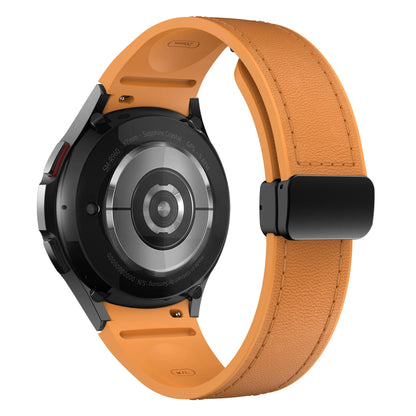 Bracelet en cuir véritable + silicone pour Samsung Galaxy Watch 6 5 7 44mm 40mm 20, Galaxy Watch 6 4 Classic 47mm 46mm 43mm 42mm