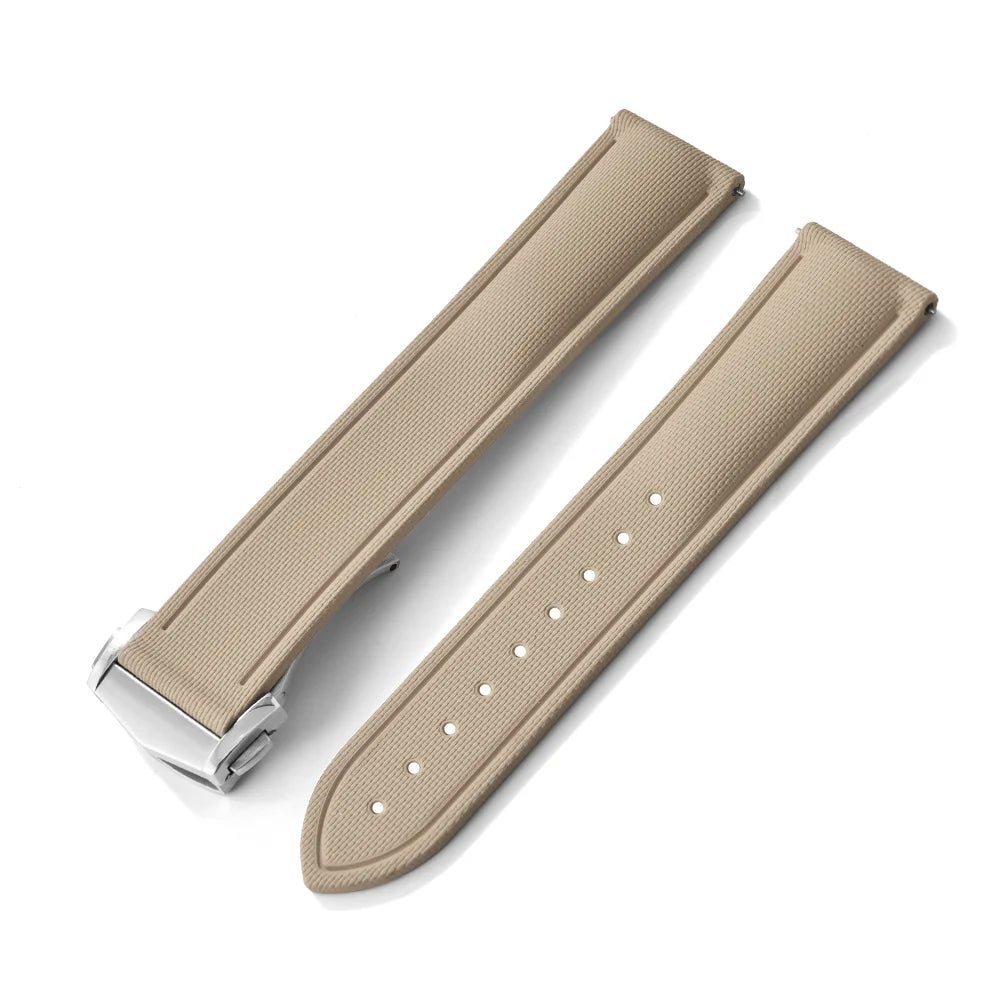 Bracelet de montre déployant de sport à motif tissé de haute qualité, 20mm 21mm 22mm, bracelet de montre en caoutchouc FKM