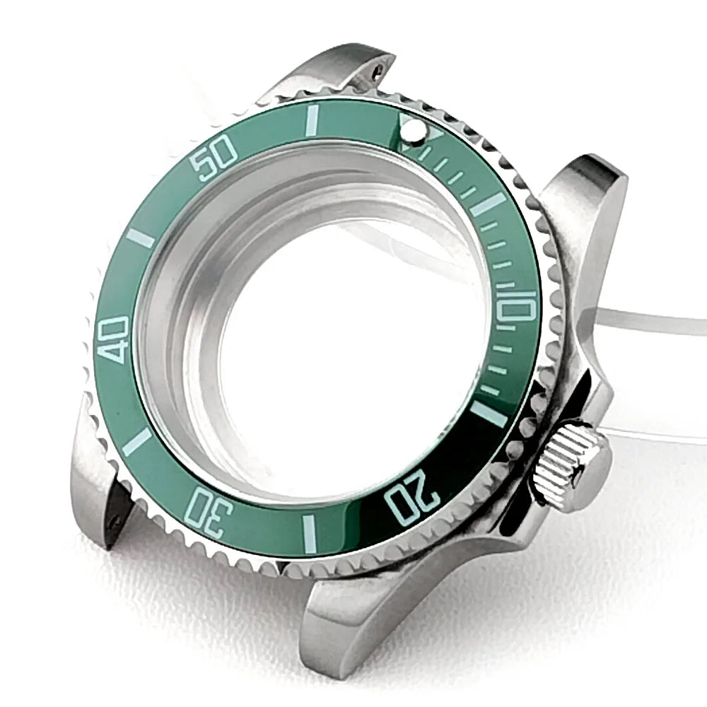 Cassa per orologio secondario in argento di alta qualità, 40,5 mm, adatta per NH-35/36, vetro zaffiro, cassa in metallo, parti e accessori resistenti all'acqua fino a 50 bar