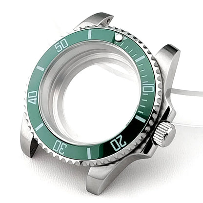 Cassa per orologio secondario in argento di alta qualità, 40,5 mm, adatta per NH-35/36, vetro zaffiro, cassa in metallo, parti e accessori resistenti all'acqua fino a 50 bar
