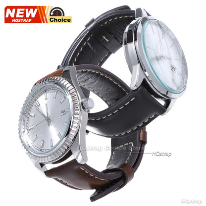 Bracelet de montre vintage en cuir huilé avec boucle papillon 18mm 19mm 20mm 21mm 22mm pour homme et femme, fermoir à ardillon