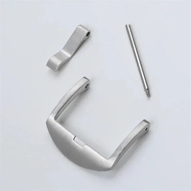 Spilla a ardiglione in acciaio inox 316L di alta qualità, fibbia in argento nero opaco per bracciale Panerai, chiusura a vite in gomma da 20 mm e 22 mm.