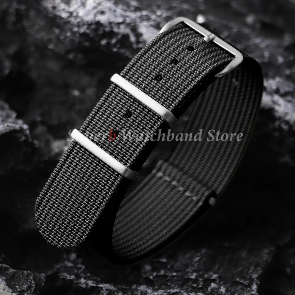 18mm 19mm 20mm 22mm New Ribbed Nylon Watch Strap Green Black Military Watchband for Seiko Army Sport Replacement Belt Strap