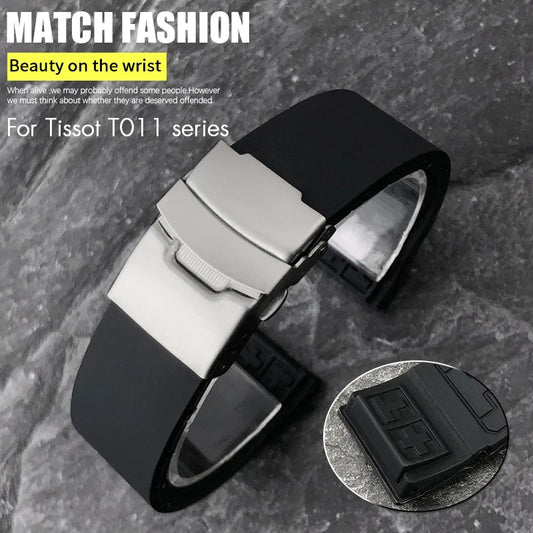Cinturino per orologio in gomma di silicone naturale da 20mm, per Tissot 1853 T011 T090 T472 tachimetro, cinturino sportivo nero da immersione, strumenti gratuiti per uomo