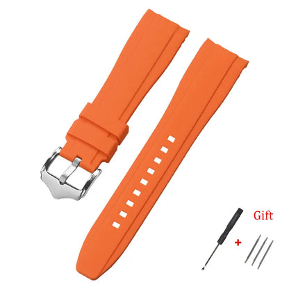 Bracciale in gomma di alta qualità da 20 mm e 22 mm con estremità curva, cinturino in silicone per Swatch, Omega e Moonswatch, bracciale impermeabile