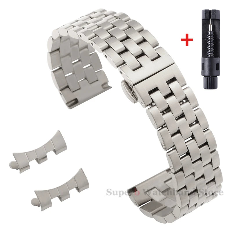 Edelstahlarmband 12/14/16/18/19/20/21/22 mm für Tissot-Uhren mit gebogenem Anstoß, universelles Seiko-Armband mit Schmetterlingsschließe