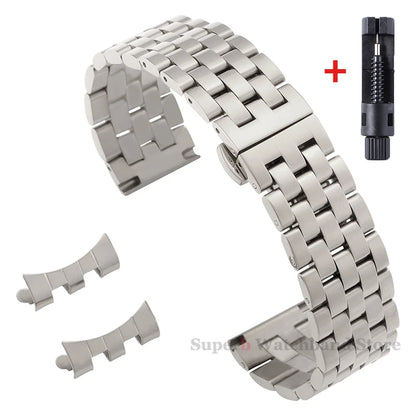 Edelstahlarmband 12/14/16/18/19/20/21/22 mm für Tissot-Uhren mit gebogenem Anstoß, universelles Seiko-Armband mit Schmetterlingsschließe