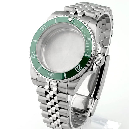 Cassa per orologio secondario in argento di alta qualità, 40,5 mm, adatta per NH-35/36, vetro zaffiro, cassa in metallo, parti e accessori resistenti all'acqua fino a 50 bar